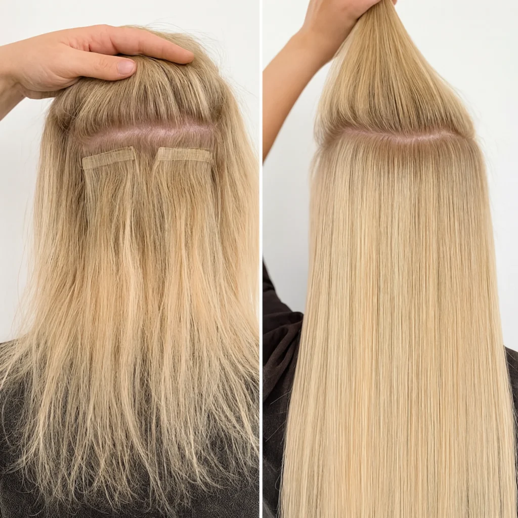hand tied vs tape in extensions